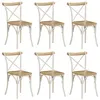Image de vidaXL Chaises à dossier croisé lot de 6 blanc bois de manguier massif