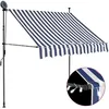 Image de Auvent Manuel RÃ©tractable Avec Led 100 Cm Bleu Et Blanc