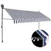 Image de vidaXL Auvent manuel rétractable avec LED 400 cm Bleu et blanc