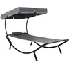 Image de vidaXL Vidaxl Lit De Repos D'extérieur Avec Auvent Et Oreiller Gris