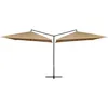 Image de vidaXL Vidaxl Parasol Double Avec Mât En Acier 250 X 250 Cm Taupe