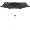 Image de vidaXL Parasol de jardin et lumières LED mât en aluminium anthracite47354