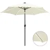 Image de vidaXL Parasol avec LED et mât en aluminium 300 cm Blanc sable