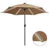 Image de vidaXL Parasol avec LED et mât en aluminium 300 cm Taupe