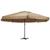 Image de vidaXL Parasol d'extérieur avec mât en aluminium 600 cm Taupe