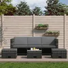 Image de vidaXL Salon de jardin 4 pcs avec coussins résine tressée gris48145