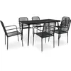 Image de vidaXL Vidaxl Mobilier À Dîner D'extérieur 7 Pcs Corde En Coton Et Acier Noir