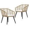 Image de vidaXL Vidaxl Chaises De Jardin 2 Pcs Avec Coussins Résine Tressée Chêne