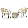 Image de vidaXL Ensemble de bistro 3 pcs Résine tressée Chêne48577