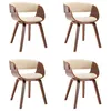 Image de Chaises de salle Ã  manger 4 pcs CrÃ¨me Bois courbÃ© et similicuir - VidaXL