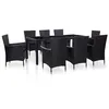 Image de vidaXL Ensemble à dîner d'extérieur 9 pcs Résine tressée Noir