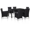 Image de vidaXL Ensemble à manger d'extérieur 7 pcs Résine tressée Noir