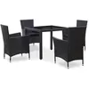 Image de vidaXL Ensemble à manger d'extérieur 5 pcs Résine tressée Noir