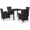 Image de Vidaxl Mobilier Ã DÃ®ner D'extÃ©rieur 5 Pcs RÃ©sine TressÃ©e Noir