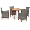 Image de vidaXL Mobilier à dîner 5 pcs résine tressée et bois d'acacia gris46000