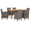 Image de vidaXL Mobilier à dîner 7 pcs résine tressée et bois d'acacia gris