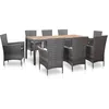 Image de vidaXL Mobilier À Dîner De Jardin 9pcs Et Coussins Résine Tressée Gris