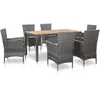 Image de vidaXL Mobilier À Dîner De Jardin 7pcs Et Coussins Résine Tressée Gris
