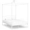 Image de vidaXL Cadre de lit sans matelas avec baldaquin blanc 140x200 cm métal284471