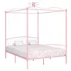 Image de vidaXL Cadre de lit à baldaquin sans matelas rose métal 160x200 cm