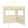 Image de vidaXL Tente de réception pliable avec 2 parois 2x2 m Acier Crème