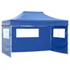 Image de vidaXL Tente de réception pliable avec 3 parois 3x4 m Acier Bleu