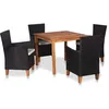 Image de vidaXL Vidaxl Mobilier À Dîner De Jardin 5 Pcs Résine Tressée Noir Et Marron