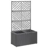 Image de vidaXL Lit surélevé treillis 2 pots 58x30x107 cm Résine tressée Marron46931
