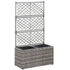 Image de vidaXL Lit surélevé en treillis 2 pots 58x30x107cm Résine tressée Gris46934