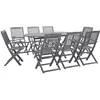 Image de vidaXL Vidaxl Mobilier À Dîner De Jardin 9 Pcs Bois D'acacia Massif Gris