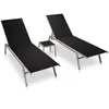 Image de vidaXL Vidaxl Chaises Longues 2 Pcs Avec Table Acier Et Textilène Noir