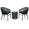 Image de vidaXL Ensemble de bistro 3 pcs avec coussins Rotin PE Noir 48138