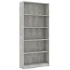 Image de BibliothÃ¨que Ã  5 niveaux80x24x175 cm Gris bÃ©ton ÃtagÃ¨re de rangement en bois contreplaquÃ©