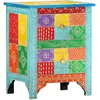 Image de vidaXL Vidaxl Table De Chevet Peinte À La Main 40x30x50 Cm Bois De Manguier