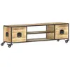 Image de vidaXL Meuble TV 130x30x39 cm Bois massif de manguier286377