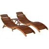 Image de vidaXL Vidaxl Chaise Longue Avec Table À Thé 3 Pcs Bois D'acacia Massif
