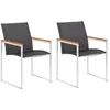 Image de Vidaxl Chaises De Jardin Lot De 2 TextilÃ¨ne Et Acier Inoxydable Gris