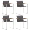 Image de vidaXL Chaises de jardin lot de 4 Textilène et acier inoxydable Gris46516