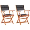 Image de vidaXL Vidaxl Chaises Pliables De Jardin 2 Pcs Noir Eucalyptus Et Textilène