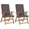Image de vidaXL Chaises inclinables lot de 2 avec coussins Teck solide Gris48982