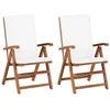 Image de vidaXL Chaises inclinables lot de 2 avec coussins Teck solide Crème