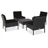 Image de vidaXL Salon de jardin 5 pcs avec coussins résine tressée noir48945