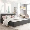 Image de vidaXL Tête de lit Gris foncé Tissu 200x200 cm 287471