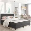 Image de vidaXL Tête de lit touffetée Gris foncé Tissu 180x200 cm 287474