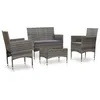 Image de vidaXL Salon de jardin 4 pcs avec coussins résine tressée gris45812