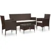 Image de vidaXL Vidaxl Salon De Jardin 4 Pcs Avec Coussins Résine Tressée Marron