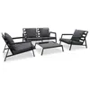 Image de vidaXL Salon de jardin 4 pcs avec coussins Aluminium Gris foncé