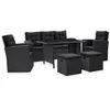 Image de vidaXL Salon de jardin 6 pcs avec coussins Résine tressée Noir46094