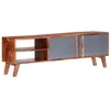 Image de vidaXL Meuble TV gris 140x30x45 cm bois solide