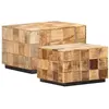 Image de vidaXL Tables basses 2 pcs avec design de blocs Bois de manguier brut